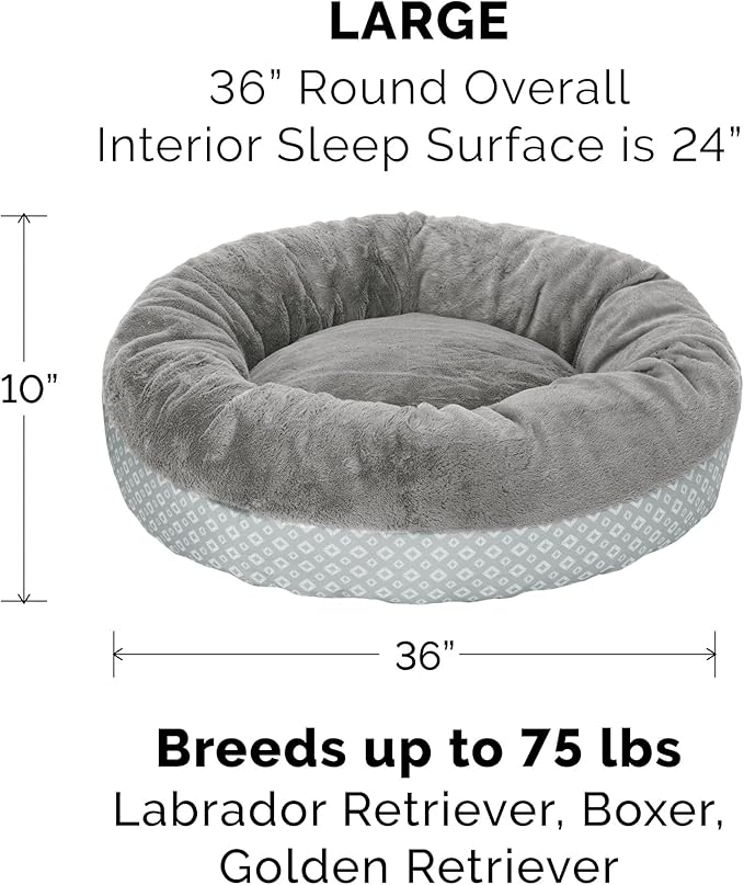 Furhaven Dog Plush Donut Bed 36' Round, 75 lbs