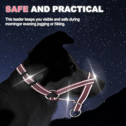 Dog Head Collar, Gentle Harness Walks with Reflective Strap to Stop Pulling for Small Medium and Large Dogs, Adjustable(L,Pink)