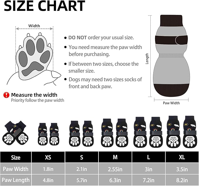 PUPTECK 2 Pairs Anti-Slip Dog Grip Socks for Hot/Cold Pavement