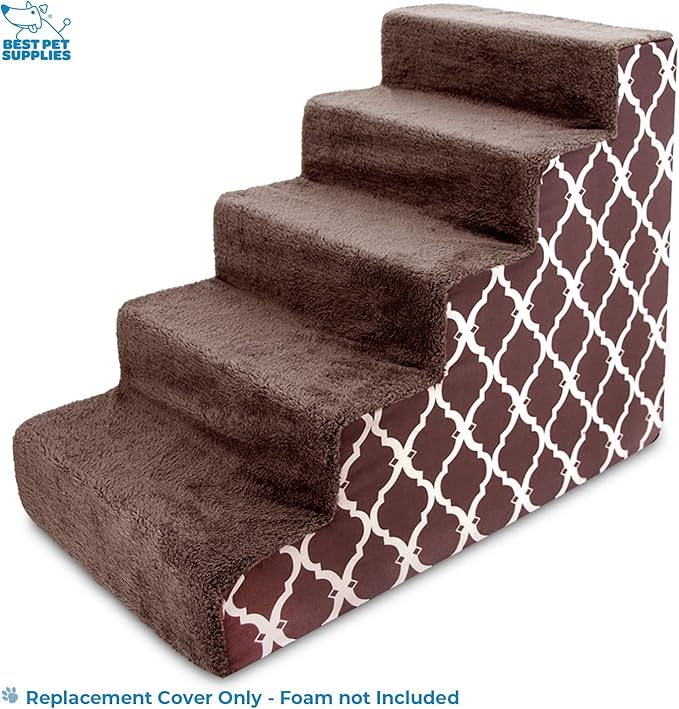 Best Pet Supplies Foam Pet Steps Cover for Small Dogs and Cats 5-Step (Cover