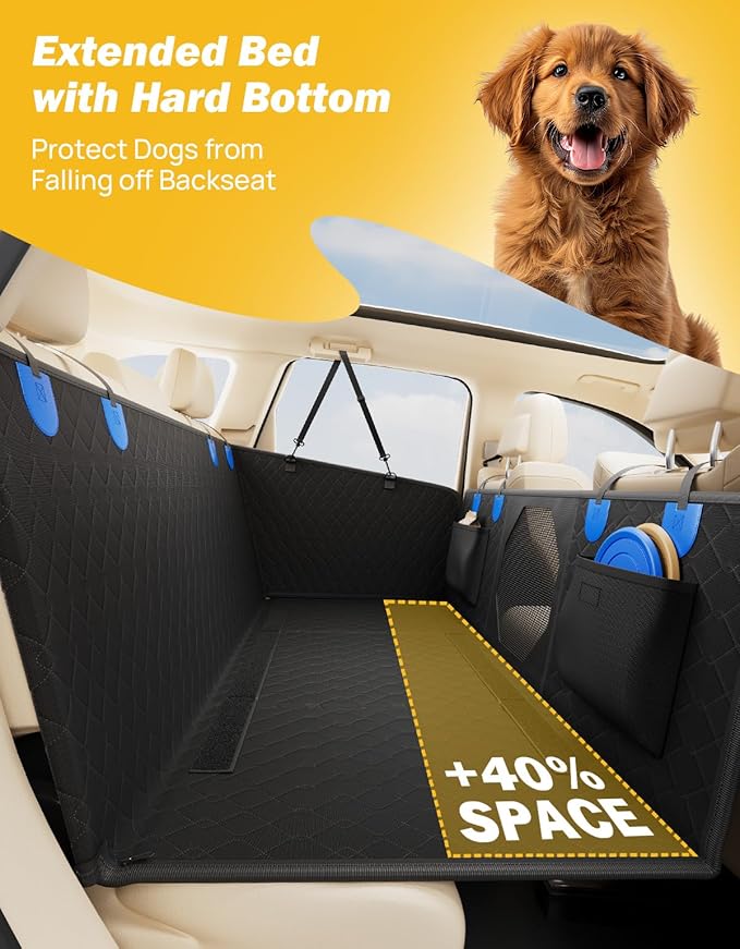 JOYTUTUS Back Seat Extender for Dogs with Hard Bottom
