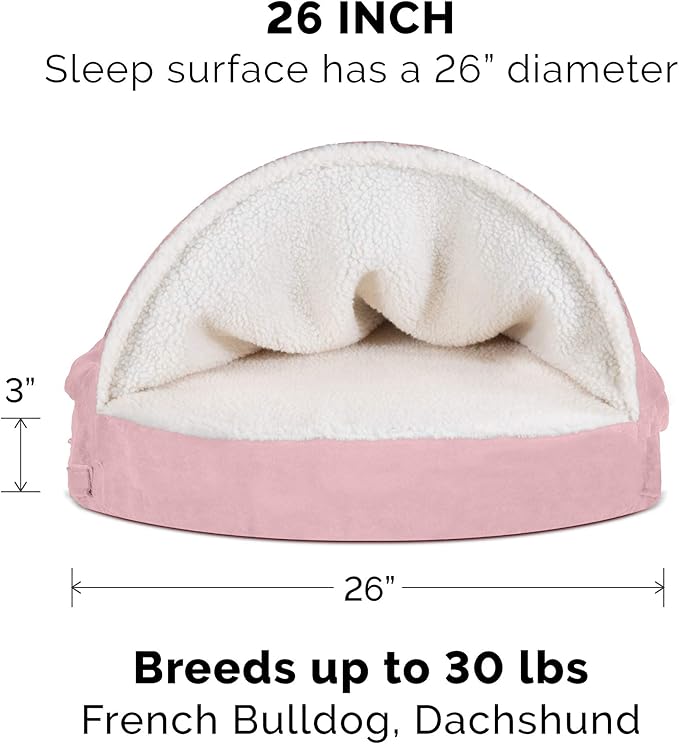 Furhaven 26" Round Memory Foam Dog Bed for Medium/Small Dogs w/ Removable Washable Cover 30 lbs 26-inch
