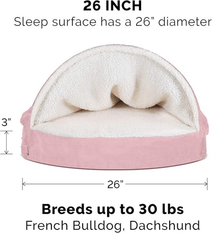 Furhaven 26" Round Memory Foam Dog Bed for Medium/Small Dogs w/ Removable Washable Cover 30 lbs 26-inch