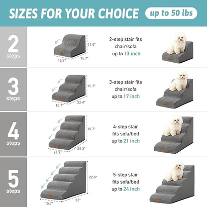 Dog Stairs for High Bed 23" H 15.7x33x22.6in, Light 5 Tiers