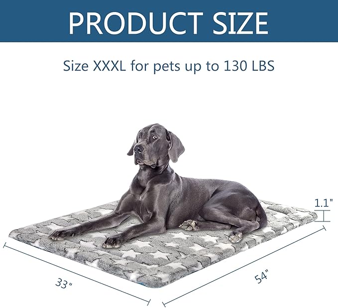 KROSER Fancy Dog Crate Pad Dog Bed Mat Reversible (Cool & Warm)