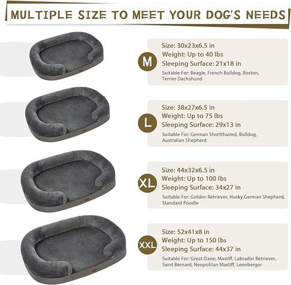 pettycare Orthopedic Dog Bed for Large Dogs with Memory Foam 38” Dark