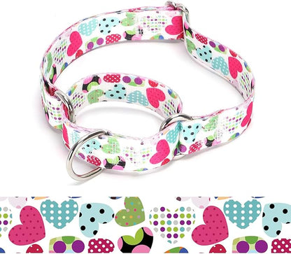 Martingale Dog Collars - Flower Multicolor Cute Patterns, Adjustable Nylon Training Dog Collar Suitable for Boy and Girl Dogs Medium Large Dogs (11, M)