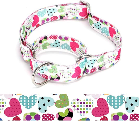 Martingale Dog Collars - Flower Multicolor Cute Patterns, Adjustable Nylon Training Dog Collar Suitable for Boy and Girl Dogs Medium Large Dogs (11, M)