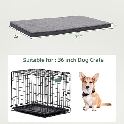 Dog Crate Bed Pad Mat Reversible (Cool&Warm) with Removable Washable Cover 35x22 Inch,
