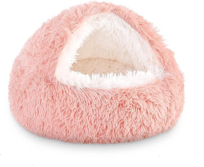 NOYAL Dog Bed Round Hooded Plush Cat Cave