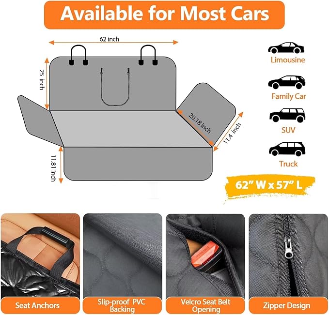 URPOWER Dog Car Seat Cover for Back Seat