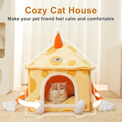 Jiupety Cute Cat Bed Cave (17"x17"x19.5") Up 15lbs Cat 8lbs Dog,