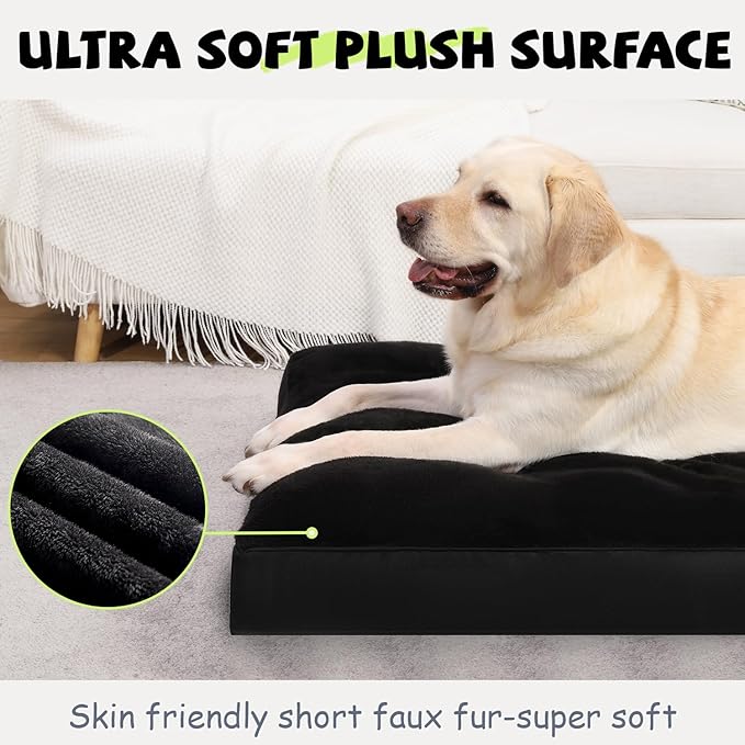Dog Crate Bed Waterproof Deluxe Plush Dog Beds with Removable Washable Cover Anti-Slip Bottom Pet Sleeping Mattress for Large 35 x 22 inch,