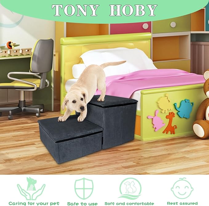 TONY HOBY Dog Stairs 2-Step Pet 2 Steps)