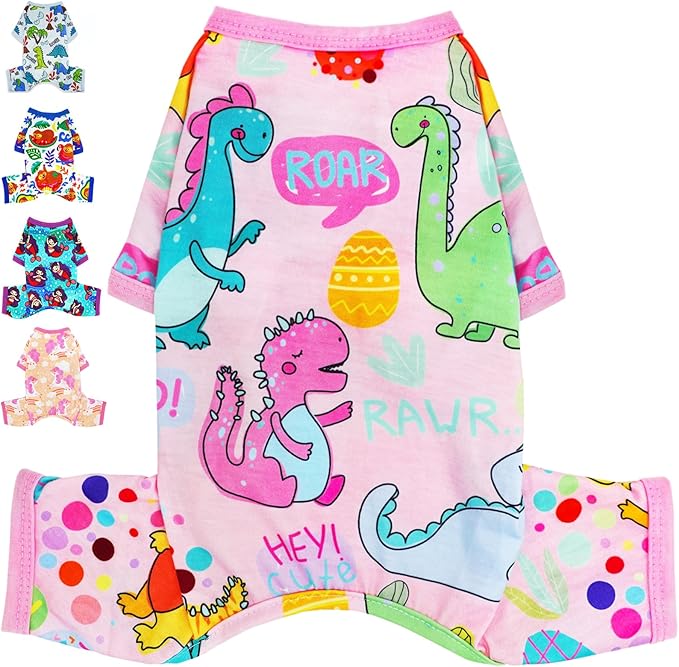 Dog Pajamas Dog Pjs Dog Onesie Summer Dog Clothes for Small Medium Dogs Girl Cute Puppy Pjs Clothes Doggie Onesies Cat Pet Jammies Outfit (X-Small)