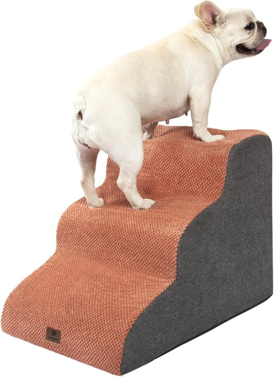 Pettycare Dog Stairs Ramp for High Beds and Couch 3 Steps,Brown