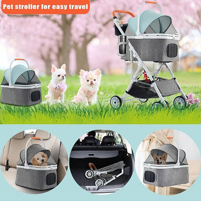 Pet Stroller 33 Lbs,Adjustable Handle,180˚ Convertible