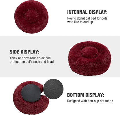 Veehoo Calming Cat Bed for Small Cats 20", Burgundy