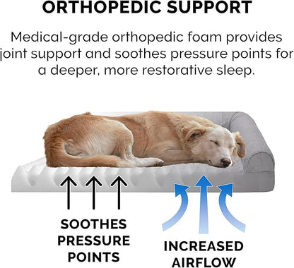Furhaven Orthopedic Dog Bed for Medium/Small Dogs w/ Removable Bolsters & Washable Cover 35 lbs