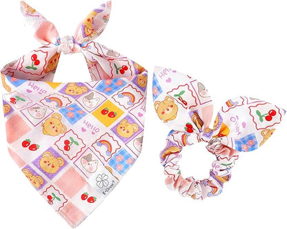 E-Clover Dog Bandanas & Matching Scrunchie-Cute Dog Bandana