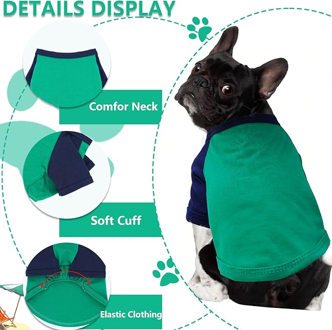 2 Pack Dog Clothes for Small Dogs Summer Dog Shirt Soft Stretchy Puppy Clothes for Medium Dog T-Shirts Lightweight Dogs Pet Cat Vest Clothing (Green