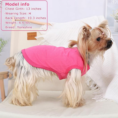 Dog Shirt Vest Clothes for Small Dogs Boy Girl Summer Solid Stretchy Puppy T-Shirts Soft Cool Breathable Lightweight Dog Sweatshirt Pet Cat Outfit