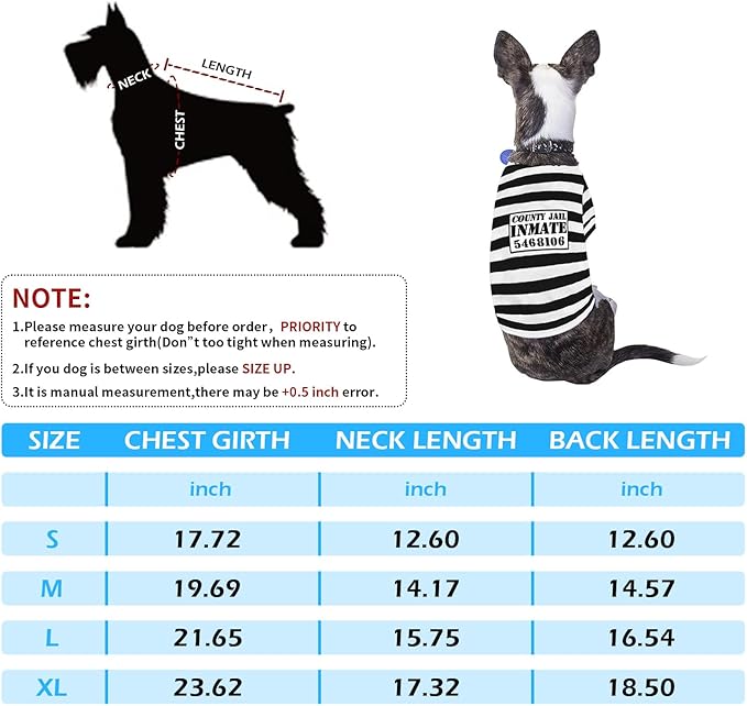 Halloween Pet Dog Costume Funny Cute Halloween Outfit Shirt for Small Dogs and Cats (Prisoner