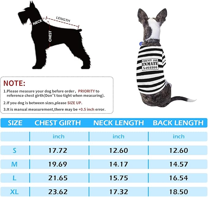 Halloween Pet Dog Costume Furry Inmate - Prisoner Costume for Dogs Funny Halloween Outfit for Pets (Prisoner,L)