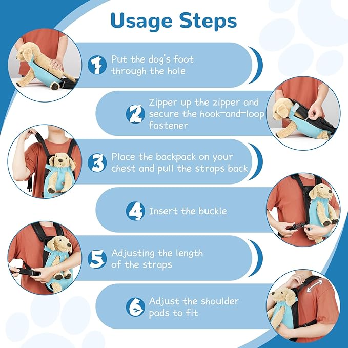 YUDODO Pet Dog Carrier Backpack Adjustable Dog Front Carrier 1), B-Sky)