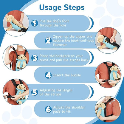 YUDODO Pet Dog Carrier Backpack Adjustable Dog Front Carrier 1), B-Sky)