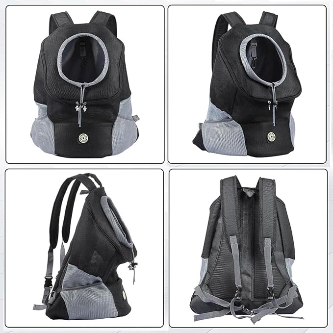 Dog Backpack, Puppy Backpack, Pet Carrier Backpack Small Dog Backpack Carrier Pet Travel Carrier Dog Front Carrier with Breathable Head Out Design and Padded Shoulder for Hiking Outdoor Travel(M)