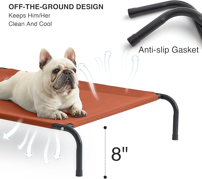 Love's cabin Elevated Cooling Dog Bed for Medium Dogs Beach,Orange,43 inches