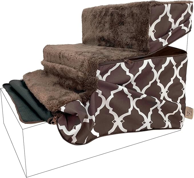 Best Pet Supplies Foldable Pet Stairs Cover for Foam Dog Ramps 3-Step