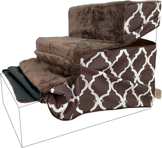 Best Pet Supplies Foldable Pet Stairs Cover for Foam Dog Ramps 3-Step