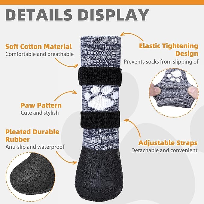 KOOLTAIL Anti Slip Dog Socks to Prevent Licking Paws for Hot/Clod Pavement