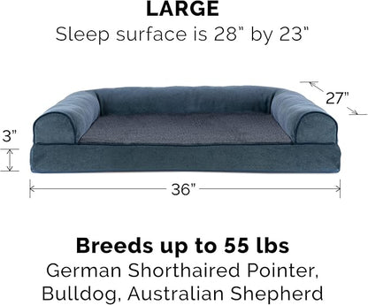 Furhaven Memory Foam Dog Bed for Large/Medium Dogs w/ Removable Bolsters & Washable Cover 55 lbs