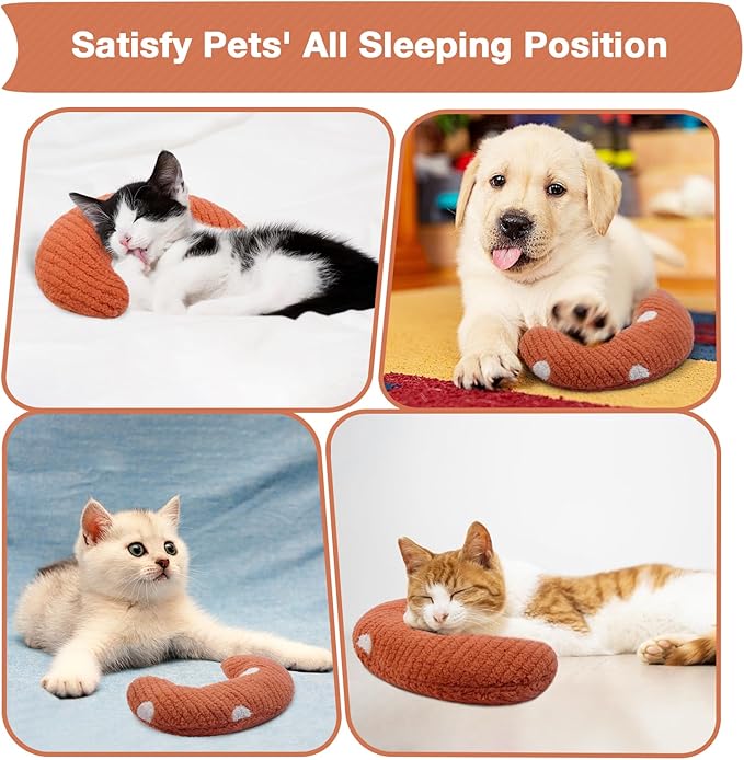 Bonaweite Cat Pillow, Soft Calming Pillow for Dogs, Pet Neck Pillows for Cervical Protection and Sleeping Support, Cat Calming Toy for Anxiety Relief, U-Shaped Soothing Cuddler