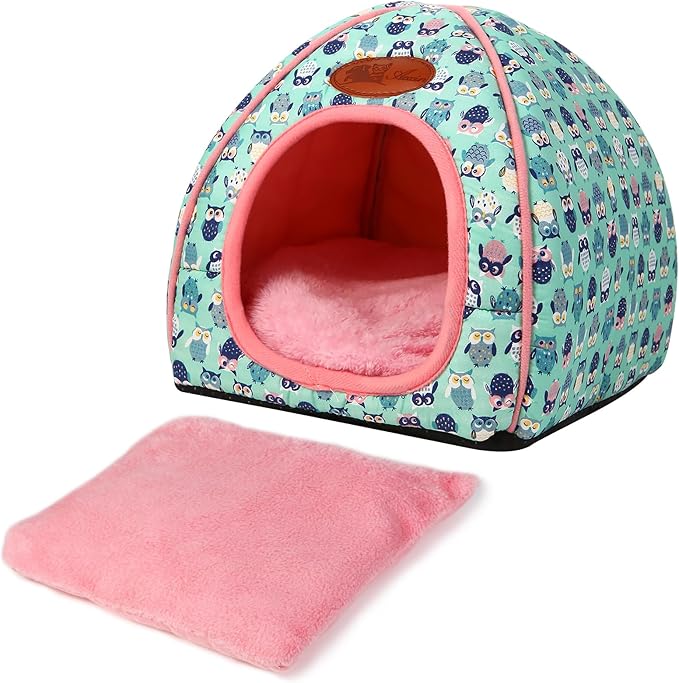 Cozy Guinea Pig Hideout Bed Soft Fleece Material Removable Cushion Washable and Dryer Friendly Perfect Cage Accessories for Rabbits Hamsters Hedgehogs