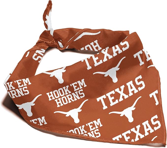 NCAA Officially Licensed Bandana for Dogs and Cats | Fits Pets Great Gift Idea | Easy-to-Tie (Small, Texas Longhorns)