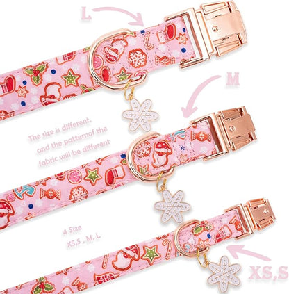 Faygarsle Pink Dog Collar Christmas Design with Bow