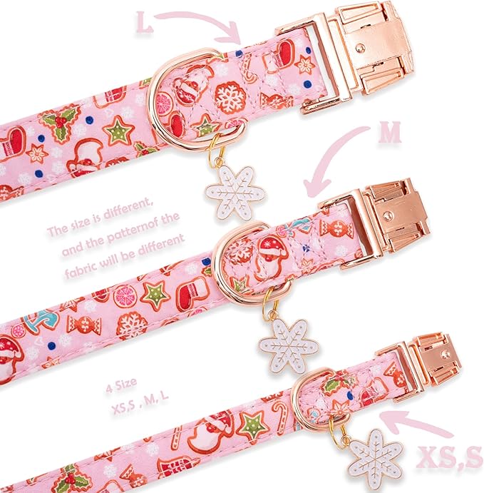 Faygarsle Pink Dog Collar Christmas Design with Bow