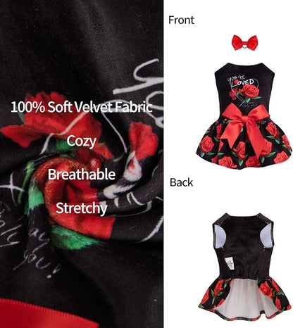 CuteBone You're Loved Rose Dress Velvet for Small CVA12L-D