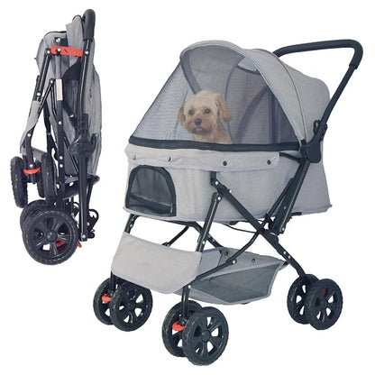 Reversible Handlebar Pet Stroller for Medium Dogs 360 Rotating 2 Security