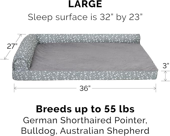 Furhaven Cooling Gel Dog Bed for Large/Medium Dogs w/ Removable Bolsters & Washable Cover 55 lbs