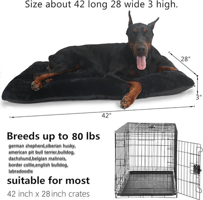 42x28 Dog Crate Bed for Large Dogs Washable,42 Inch Dog Bed for Crate or Cage Fits Dogs Breeds Up to 80 Lbs,Ultra Soft Pet Kennel Sleeping Pad with Anti-Slip Bottom,Black