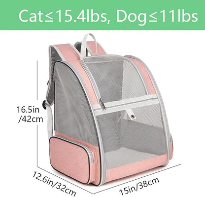 Travel Fat Cat Backpack Carrier, Full Ventilation Pet Carrier Backpack for Cats and Puppy, Airline Approved Cat Carrying Backpack for Travel and Hiking (Black)