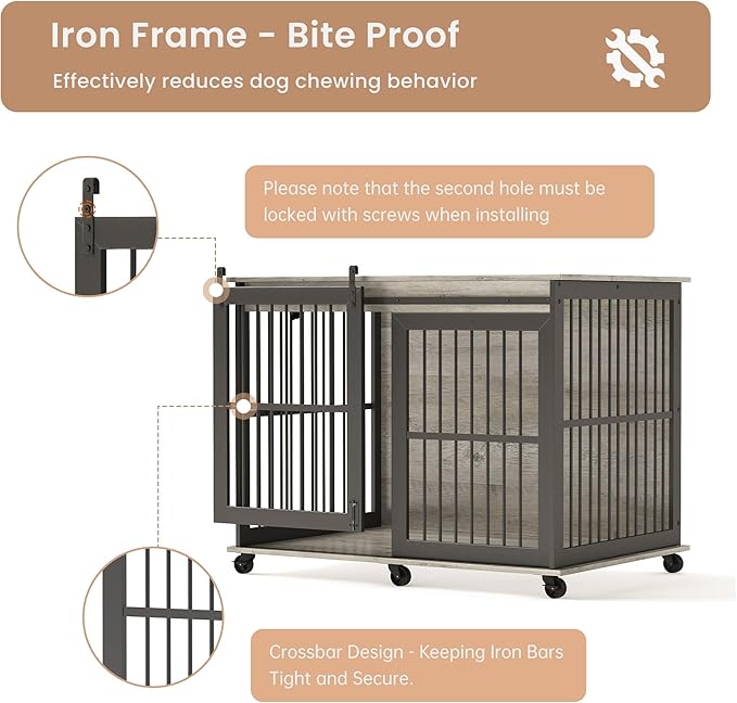 NicBex Dog Crate Furniture Dog Cage with Sliding Iron Doors and Lift Top