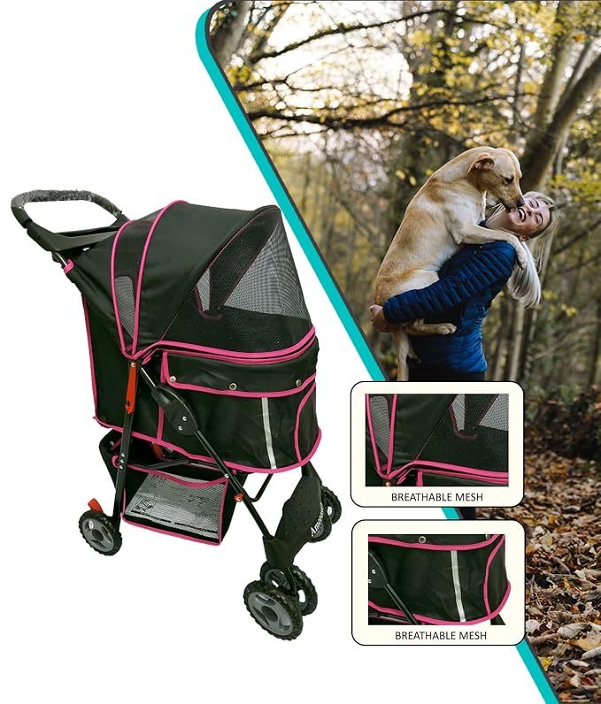 AmorosO 4 Wheels Pet Convenient Stroller