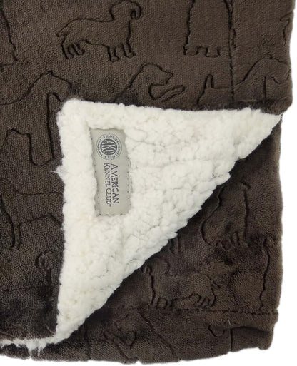 American Kennel Club Premium Velvet Sherpa Pet Blanket Soft and Warm Pet Throw for Dogs & Cats – 40”x30” - Brown