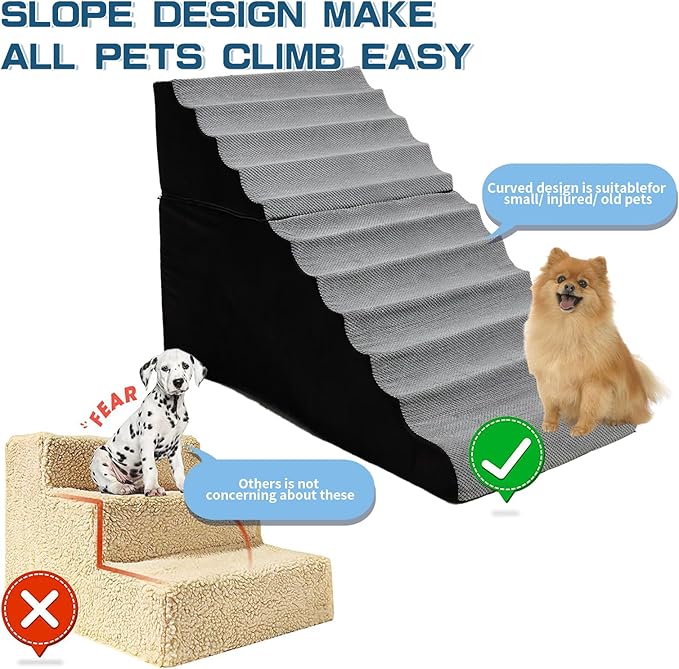 30 inches High Foam Dog Stairs &Steps for High Beds Tall, LitaiL Extra Wide 30-36 inch Wave Pet Stairs/Steps for High Beds Large Breed Dogs,Non-Slip Dog Ramps for Small Dogs, Older Dogs/Cats Injured